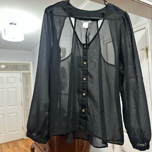 Elegant Black Sheer Blouse 🖤